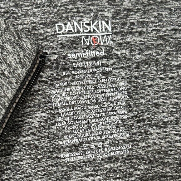 DANSKIN NOW Quarter Zip Shirt L Heather Gray Black Thumb Holes Stretch DRI-MORE - Picture 4 of 10